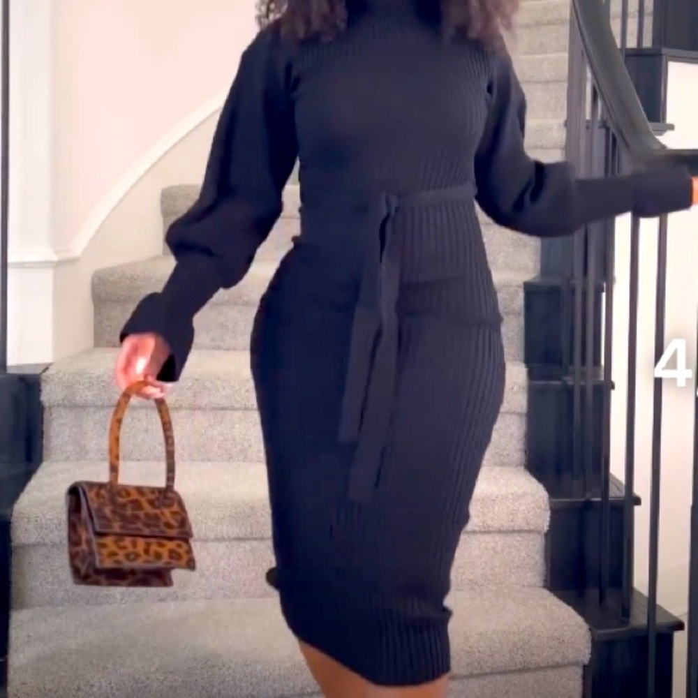 Luxe Little Black Sweater Dress